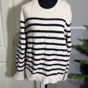 Loft XL Navy and Cream Striped Sweater